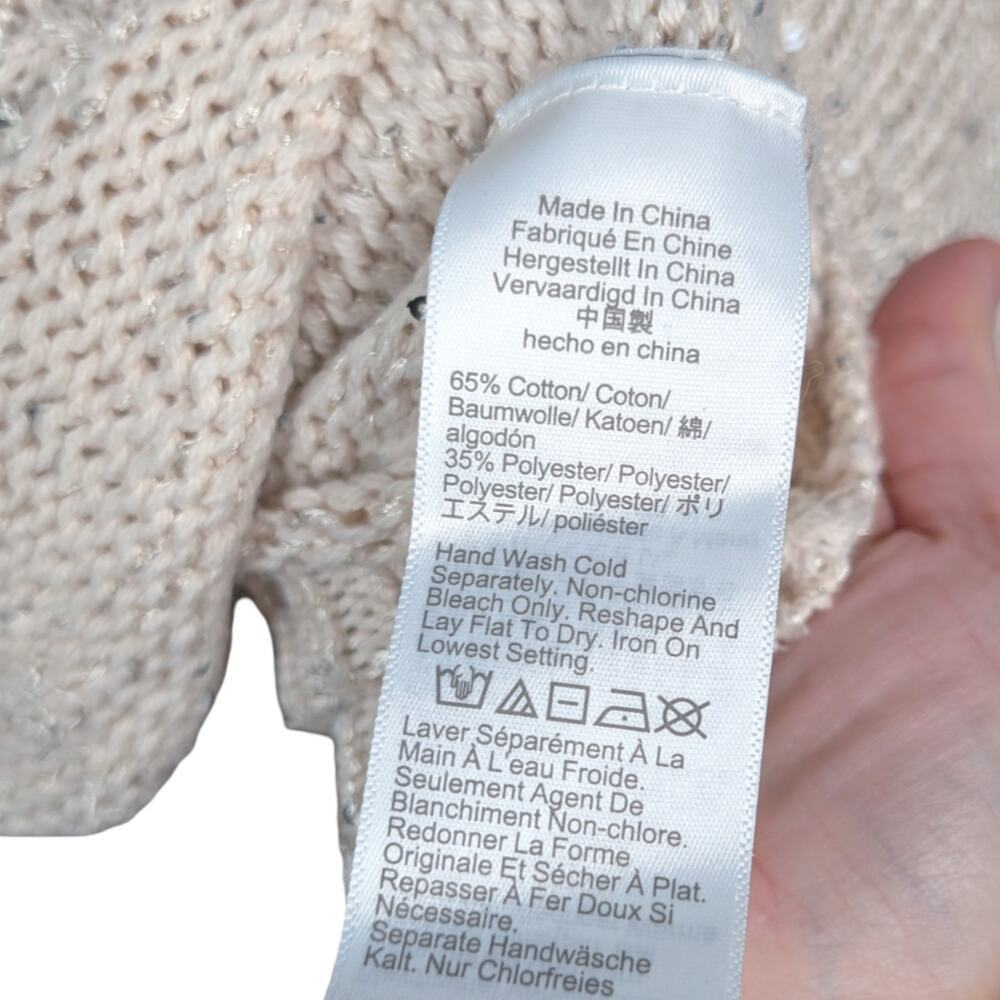 J Crew Sequin Polo Sweater XS Ivory Silver Stardust Chunky Knit Holiday Ribbed - Picture 13 of 13